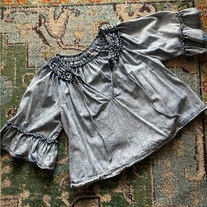 Free People denim/chambray blouse